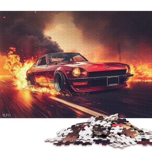 Brennendes Auto Holzpuzzles 300 Teile Erwachsene Geschicklichkeitsspiel Für Die Ganze Familie Home Decor Geburtstagsgeschenk Lernspiel Stress Relief 300pcs (40x28cm) von SHUNXIFQ