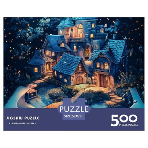 Buchstadt Holzpuzzles 500 Teile Erwachsene Home Decor Family Challenging Games Geburtstagsgeschenk Lernspiel Entspannung Und Intelligenz 500pcs (52x38cm) von SHUNXIFQ