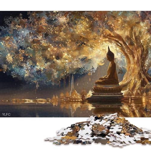 Buddha Holzpuzzles 1000 Teile Für Erwachsene Geburtstagsgeschenk EduKatzeional Game Moderne Wohnkultur Family Challenging Games Stress Relief Toy 1000pcs (75x50cm) von SHUNXIFQ