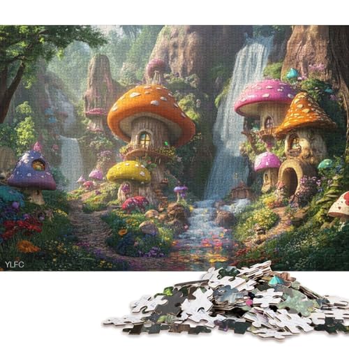 Bunte Pilzhäuser Holzpuzzles 1000 Teile Erwachsene Geburtstagsgeschenk Family Challenging Games Moderne Wohnkultur Educational Game Stress Relief Toy 1000pcs (75x50cm) von SHUNXIFQ