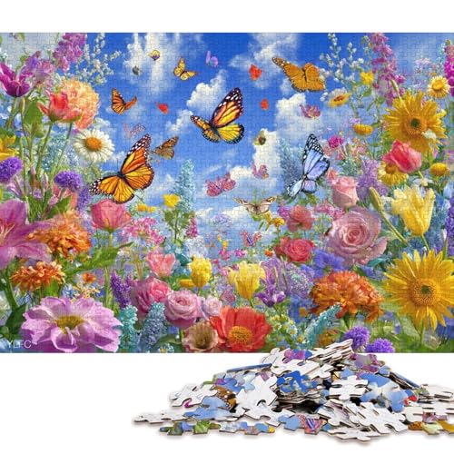 Bunte Schmetterlinge Holzpuzzles 500 Teile Erwachsene Geschicklichkeitsspiel Für Die Ganze Familie Home Decor Geburtstagsgeschenk Lernspiel Stress Relief 500pcs (52x38cm) von SHUNXIFQ