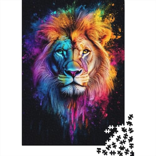 Bunter Löwe Holzpuzzles Für Erwachsene 1000 Teile Educational Game Family Challenging Games Home Decor Geburtstagsgeschenk Stress Relief 1000pcs (75x50cm) von SHUNXIFQ