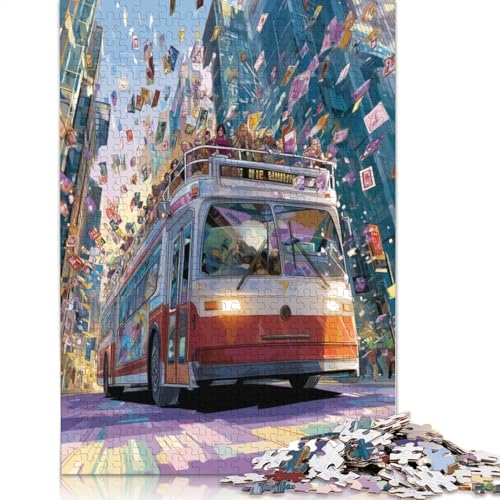 Bus Holzpuzzles Für Erwachsene 300 Teile Lernspiel Family Challenging Games Geburtstagsgeschenk Wohnkultur Stress Relief Toy 300pcs (40x28cm) von SHUNXIFQ