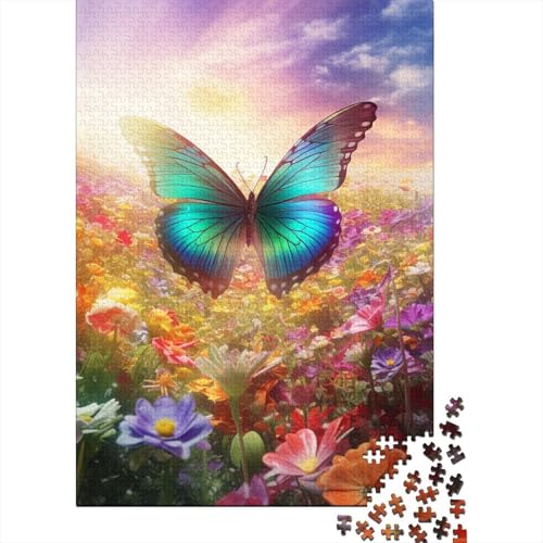 Butterfly Flowers Holzpuzzless 1000 Teile Erwachsene Wohnkultur Educational Game Family Challenging Games Geburtstagsgeschenk Stress Relief Toy 1000pcs (75x50cm) von SHUNXIFQ