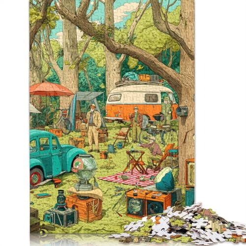 Camping-Picknick Holzpuzzles Erwachsene 500 Teile Lernspiel Geschicklichkeitsspiel Für Die Ganze Familie Geburtstagsgeschenk Home Decor Stress Relief 500pcs (52x38cm) von SHUNXIFQ