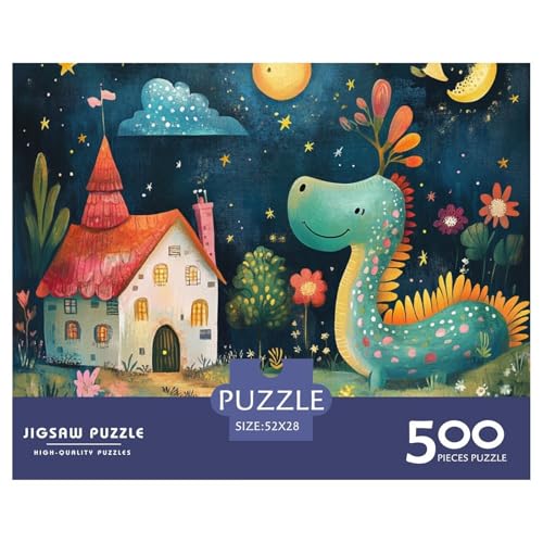 Cartoon Dinosaur Holzpuzzles Erwachsene 500 Teile Lernspiel Geschicklichkeitsspiel Für Die Ganze Familie Geburtstagsgeschenk Home Decor Stress Relief 500pcs (52x38cm) von SHUNXIFQ