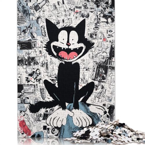Cartoon Katze Erwachsene Holzpuzzless 500 Teile Home Decor EduKatzeional Game Geburtstagsgeschenk Family Challenging Games Entspannung Und Intelligenz 500pcs (52x38cm) von SHUNXIFQ