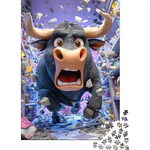 Cartoon-Kuh Holzpuzzles Erwachsene 1000 Teile Lernspiel Geschicklichkeitsspiel Für Die Ganze Familie Geburtstagsgeschenk Home Decor Stress Relief 1000pcs (75x50cm) von SHUNXIFQ