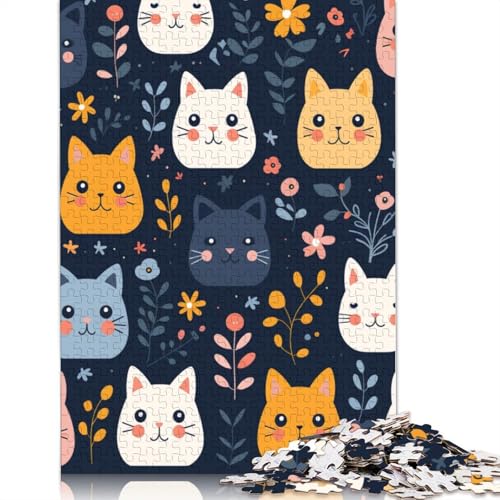 Cat Cute Holzpuzzles 500 Teile Erwachsene Geburtstagsgeschenk Family Challenging Games Moderne Wohnkultur Educational Game Stress Relief Toy 500pcs (52x38cm) von SHUNXIFQ