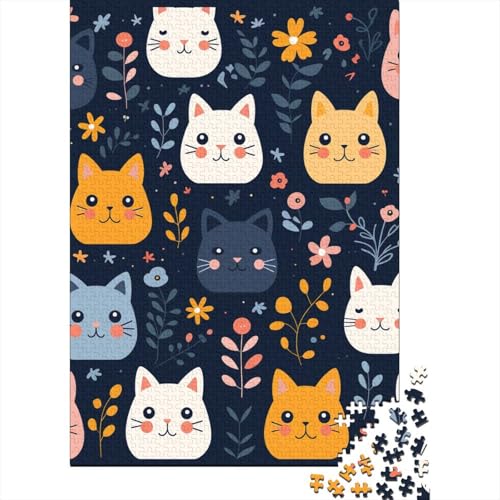 Cat Cute Holzpuzzles Erwachsene 1000 Teile Geburtstagsgeschenk Educational Game Wohnkultur Family Challenging Games Stress Relief 1000pcs (75x50cm) von SHUNXIFQ