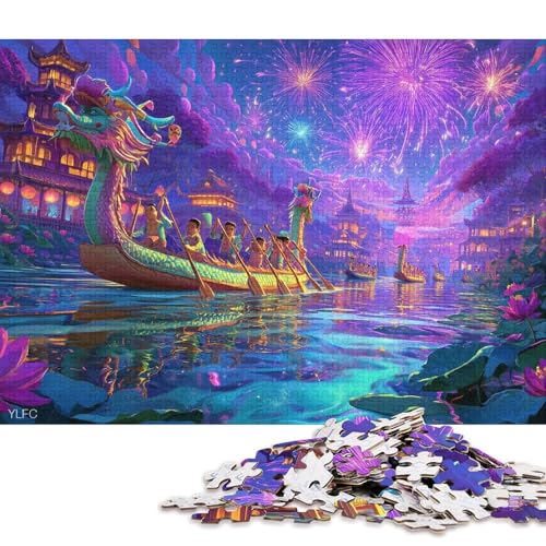 Chinesisches Drachenbootrennen Erwachsene 300 Teile Holzpuzzless Family Challenging Games GeburtHirschsgeschenk Moderne Wohnkultur Lernspiel Stress Relief Toy 300pcs (40x28cm) von SHUNXIFQ