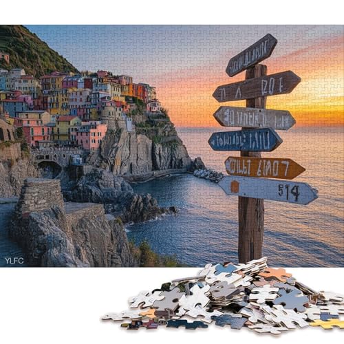 Cinque Terre, Italien Holzpuzzles Erwachsene 500 Teile Home Decor Family Challenging Games Educational Game Geburtstagsgeschenk Stress Relief Toy 500pcs (52x38cm) von SHUNXIFQ