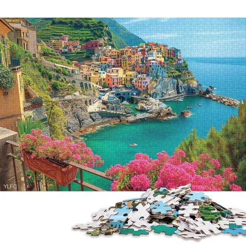 Cinque Terre Erwachsene Holzpuzzless 1000 Teile Home Decor Lernspiel Geburtstagsgeschenk Family Challenging Games Stress Relief Toy 1000pcs (75x50cm) von SHUNXIFQ