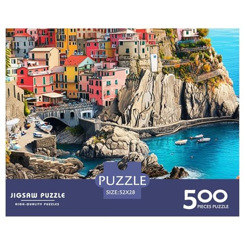 Cinque Terre Holzpuzzles 500 Teile Erwachsene Wohnkultur Geschicklichkeitsspiel Für Die Ganze Familie Lernspiel Geburtstagsgeschenk Stress Relief 500pcs (52x38cm) von SHUNXIFQ