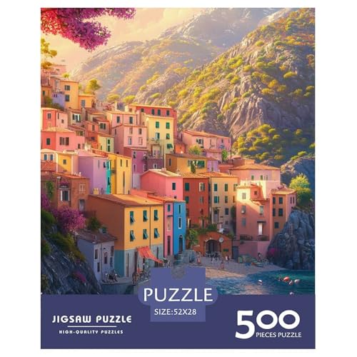 Cinque Terre Holzpuzzles Für Erwachsene 500 Teile Geburtstagsgeschenk Family Challenging Games Home Decor Educational Game Stress Relief 500pcs (52x38cm) von SHUNXIFQ