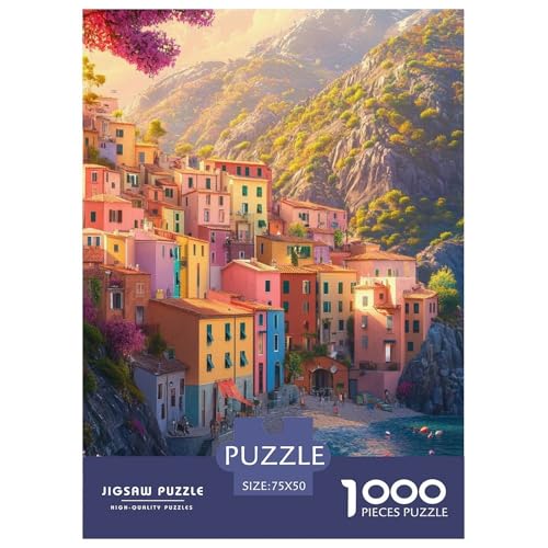 Cinque Terre Holzpuzzless 1000 Teile Erwachsene Geburtstagsgeschenk Family Challenging Games Moderne Wohnkultur Educational Game Stress Relief Toy 1000pcs (75x50cm) von SHUNXIFQ