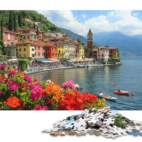 Comer See, Italien Holzpuzzless Erwachsene 500 Teile Geburtstagsgeschenk Educational Game Wohnkultur Family Challenging Games Stress Relief 500pcs (52x38cm) von SHUNXIFQ