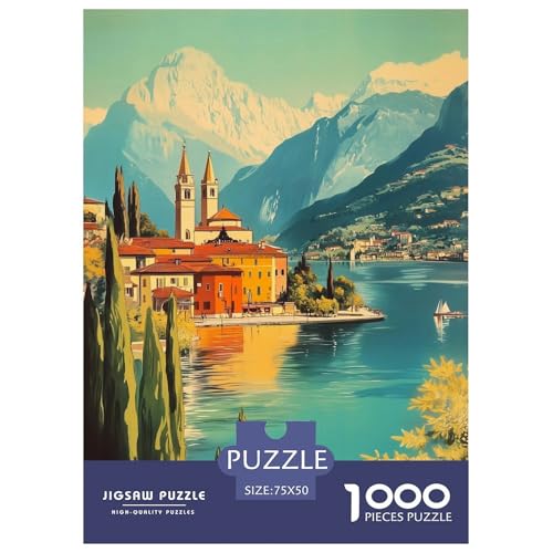 Comer See Holzpuzzles 1000 Teile Erwachsene Wohnkultur Family Challenging Games Geburtstagsgeschenk Educational Game Stress Relief 1000pcs (75x50cm) von SHUNXIFQ