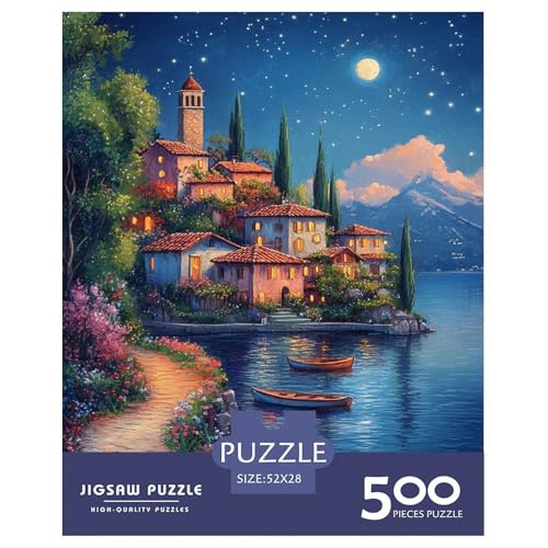 Comer See Holzpuzzles 500 Teile Erwachsene Lernspiel Family Challenging Games Geburtstagsgeschenk Home Decor Stress Relief Toy 500pcs (52x38cm) von SHUNXIFQ