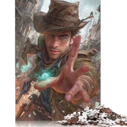 Cowboy Holzpuzzless 500 Teile Für Erwachsene Wohnkultur Geburtstagsgeschenk Educational Game Family Challenging Games Stress Relief Toy 500pcs (52x38cm) von SHUNXIFQ