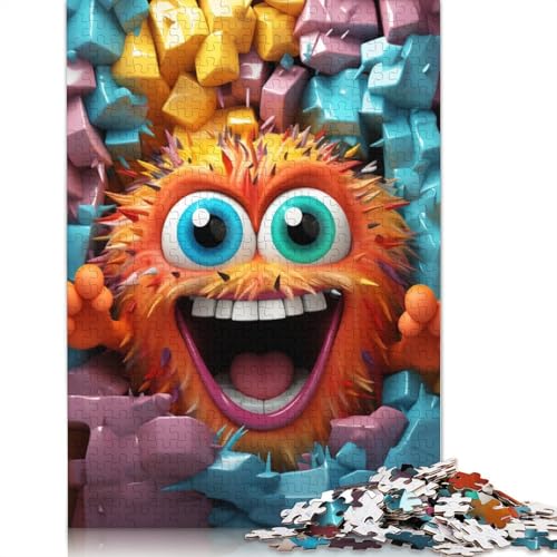 Cute Monster Erwachsene Holzpuzzless 500 Teile Home Decor Lernspiel Geburtstagsgeschenk Family Challenging Games Stress Relief Toy 500pcs (52x38cm) von SHUNXIFQ