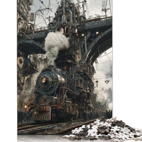 Dampfzug Holzpuzzles 500 Teile Erwachsene Geburtstagsgeschenk Wohnkultur EduKatzeional Game Family Challenging Games Stress Relief Toy 500pcs (52x38cm) von SHUNXIFQ