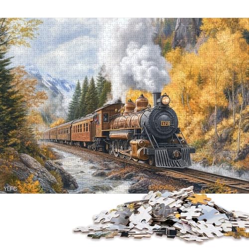 Dampfzug Holzpuzzles Erwachsene 300 Teile Family Challenging Games Geburtstagsgeschenk Home Decor Educational Game Entspannung Und Intelligenz 300pcs (40x28cm) von SHUNXIFQ