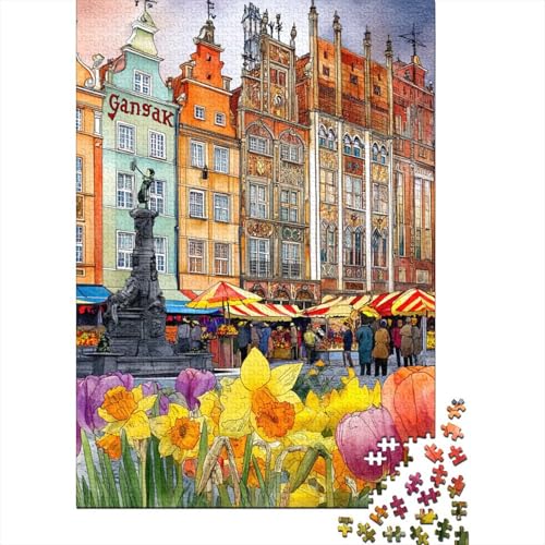 Danzig Holzpuzzles Für Erwachsene 1000 Teile Family Challenging Games Geburtstagsgeschenk Lernspiel Wohnkultur Stress Relief 1000pcs (75x50cm) von SHUNXIFQ