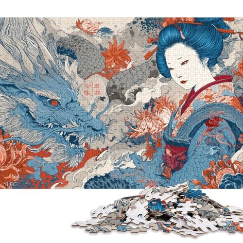 Der Drache und die Geisha Holzpuzzless Erwachsene 1000 Teile Educational Game Family Challenging Games Home Decor Geburtstagsgeschenk Stress Relief 1000pcs (75x50cm) von SHUNXIFQ