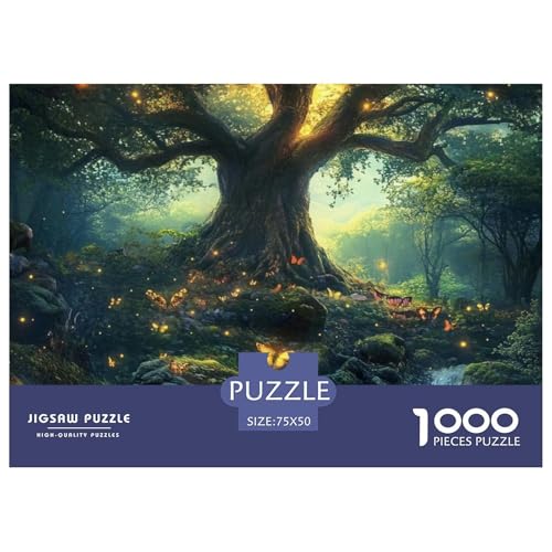 Der magische Wald Holzpuzzles 1000 Teile Erwachsene Geburtstagsgeschenk Wohnkultur Educational Game Family Challenging Games Stress Relief Toy 1000pcs (75x50cm) von SHUNXIFQ