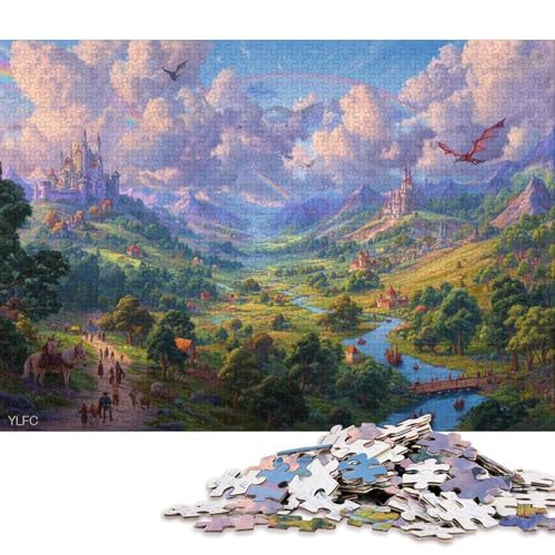 Dinosauriergarten Holzpuzzless 500 Teile Für Erwachsene Wohnkultur Geburtstagsgeschenk Educational Game Family Challenging Games Stress Relief Toy 500pcs (52x38cm) von SHUNXIFQ