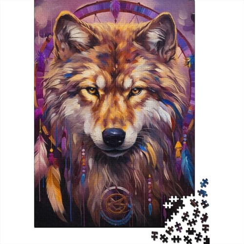 Dreamcatcher Wolf Holzpuzzles 1000 Teile Erwachsene Wohnkultur Family Challenging Games Educational Game Geburtstagsgeschenk Entspannung Und Intelligenz 1000pcs (75x50cm) von SHUNXIFQ