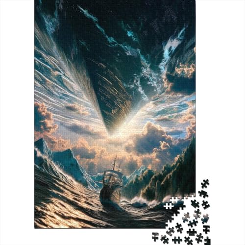 Dreimast-Segelschiff Holzpuzzles Erwachsene 1000 Teile Lernspiel Geschicklichkeitsspiel Für Die Ganze Familie Geburtstagsgeschenk Home Decor Stress Relief 1000pcs (75x50cm) von SHUNXIFQ