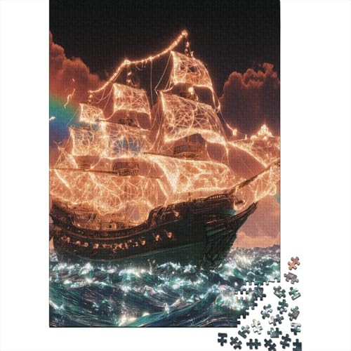 Dreimast-Segelschiff Holzpuzzles Erwachsene 1000 Teile Moderne Wohnkultur Geburtstagsgeschenk Educational Game Family Challenging Games Stress Relief 1000pcs (75x50cm) von SHUNXIFQ