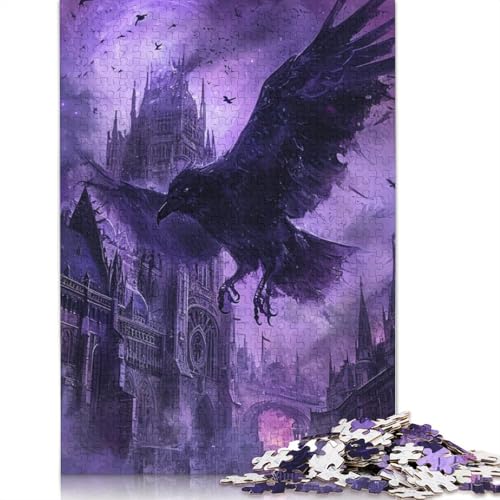 Dunkler Rabe Holzpuzzles 500 Teile Erwachsene Wohnkultur Geschicklichkeitsspiel Für Die Ganze Familie Lernspiel Geburtstagsgeschenk Stress Relief 500pcs (52x38cm) von SHUNXIFQ