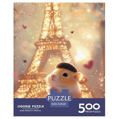 Eiffelturm-Hamster Erwachsene Holzpuzzless 500 Teile Home Decor Educational Game Geburtstagsgeschenk Family Challenging Games Entspannung Und Intelligenz 500pcs (52x38cm) von SHUNXIFQ