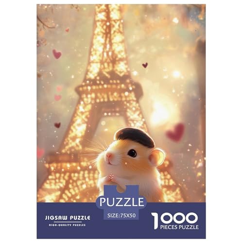 Eiffelturm-Hamster Holzpuzzless Für Erwachsene 1000 Teile Wohnkultur Lernspiel Family Challenging Games Geburtstagsgeschenk Stress Relief Toy 1000pcs (75x50cm) von SHUNXIFQ
