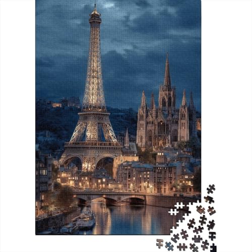 Eiffelturm Holzpuzzles 1000 Teile Erwachsene Geburtstagsgeschenk Wohnkultur EduKatzeional Game Family Challenging Games Stress Relief Toy 1000pcs (75x50cm) von SHUNXIFQ