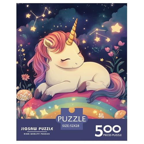 Einhorn Holzpuzzles 500 Teile Erwachsene Family Challenging Games Moderne Wohnkultur Educational Game Geburtstagsgeschenk Stress Relief 500pcs (52x38cm) von SHUNXIFQ