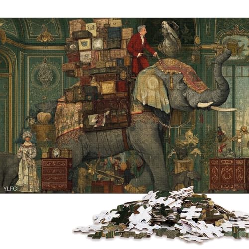 Elefant Holzpuzzles Erwachsene 1000 Teile Family Challenging Games Educational Game Wohnkultur Geburtstagsgeschenk Stress Relief 1000pcs (75x50cm) von SHUNXIFQ