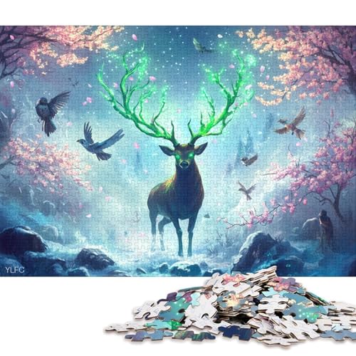 Eleganter Hirschkönig Holzpuzzles 1000 Teile Für Erwachsene Family Challenging Games Lernspiel Moderne Wohnkultur Geburtstagsgeschenk Stress Relief Toy 1000pcs (75x50cm) von SHUNXIFQ