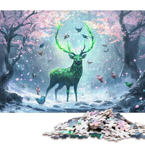Eleganter Hirschkönig Holzpuzzles 300 Teile Für Erwachsene Wohnkultur Geburtstagsgeschenk Family Challenging Games Educational Game Stress Relief Toy 300pcs (40x28cm) von SHUNXIFQ