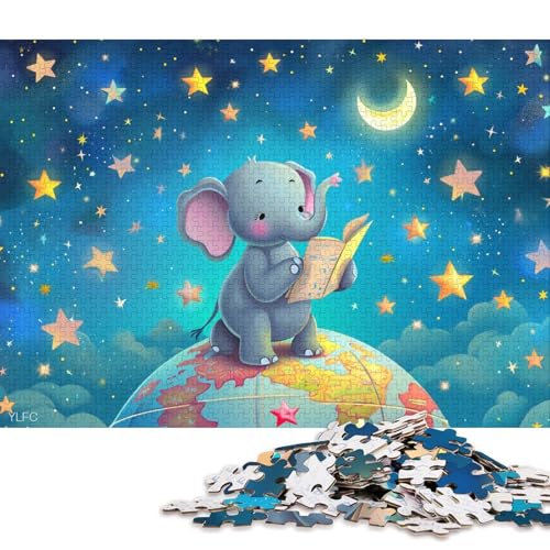 Elephant Holzpuzzles Erwachsene 500 Teile Home Decor Family Challenging Games Educational Game Geburtstagsgeschenk Stress Relief Toy 500pcs (52x38cm) von SHUNXIFQ