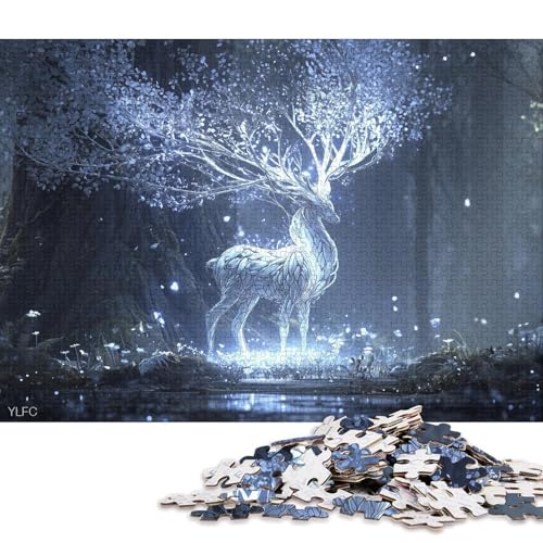 Elfenhirsch Holzpuzzles 1000 Teile Erwachsene Geschicklichkeitsspiel Für Die Ganze Familie Home Decor Geburtstagsgeschenk Lernspiel Stress Relief 1000pcs (75x50cm) von SHUNXIFQ