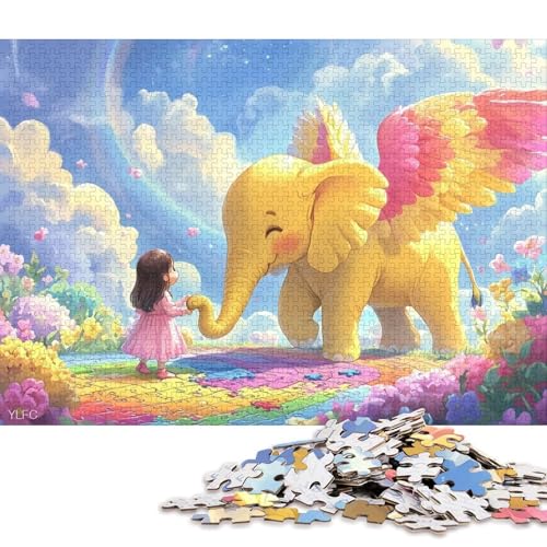Engel-Elefant Erwachsene 500 Teile Holzpuzzless Family Challenging Games Geburtstagsgeschenk Moderne Wohnkultur Lernspiel Stress Relief Toy 500pcs (52x38cm) von SHUNXIFQ