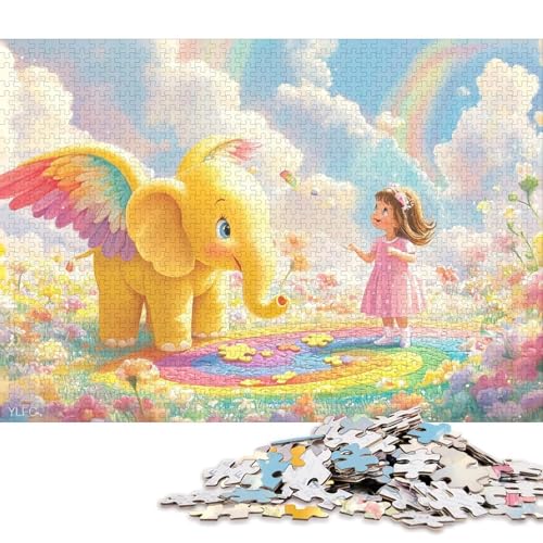 Engel-Elefant Holzpuzzles 300 Teile Erwachsene Family Challenging Games Moderne Wohnkultur Educational Game Geburtstagsgeschenk Stress Relief 300pcs (40x28cm) von SHUNXIFQ
