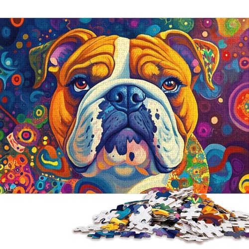 Englische Bulldogge Holzpuzzles Erwachsene 1000 Teile Lernspiel Geschicklichkeitsspiel Für Die Ganze Familie Geburtstagsgeschenk Home Decor Stress Relief 1000pcs (75x50cm) von SHUNXIFQ