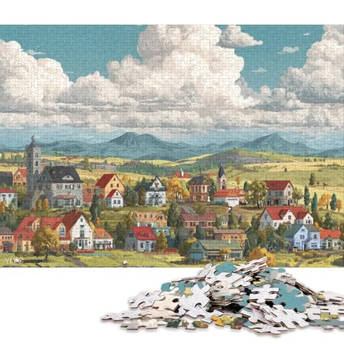 Europäische Stadt Holzpuzzles 300 Teile Erwachsene GeburtHirschsgeschenk Wohnkultur Educational Game Family Challenging Games Stress Relief Toy 300pcs (40x28cm) von SHUNXIFQ