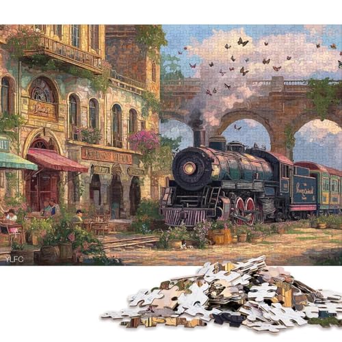 Europäischer Bahnhof Holzpuzzles Erwachsene 300 Teile Lernspiel Geschicklichkeitsspiel Für Die Ganze Familie Geburtstagsgeschenk Home Decor Stress Relief 300pcs (40x28cm) von SHUNXIFQ