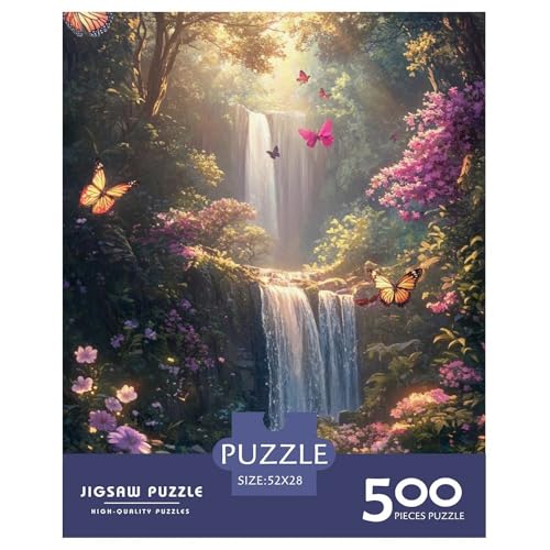 Falls Holzpuzzles 500 Teile Erwachsene Home Decor Geburtstagsgeschenk Family Challenging Games Educational Game Stress Relief 500pcs (52x38cm) von SHUNXIFQ